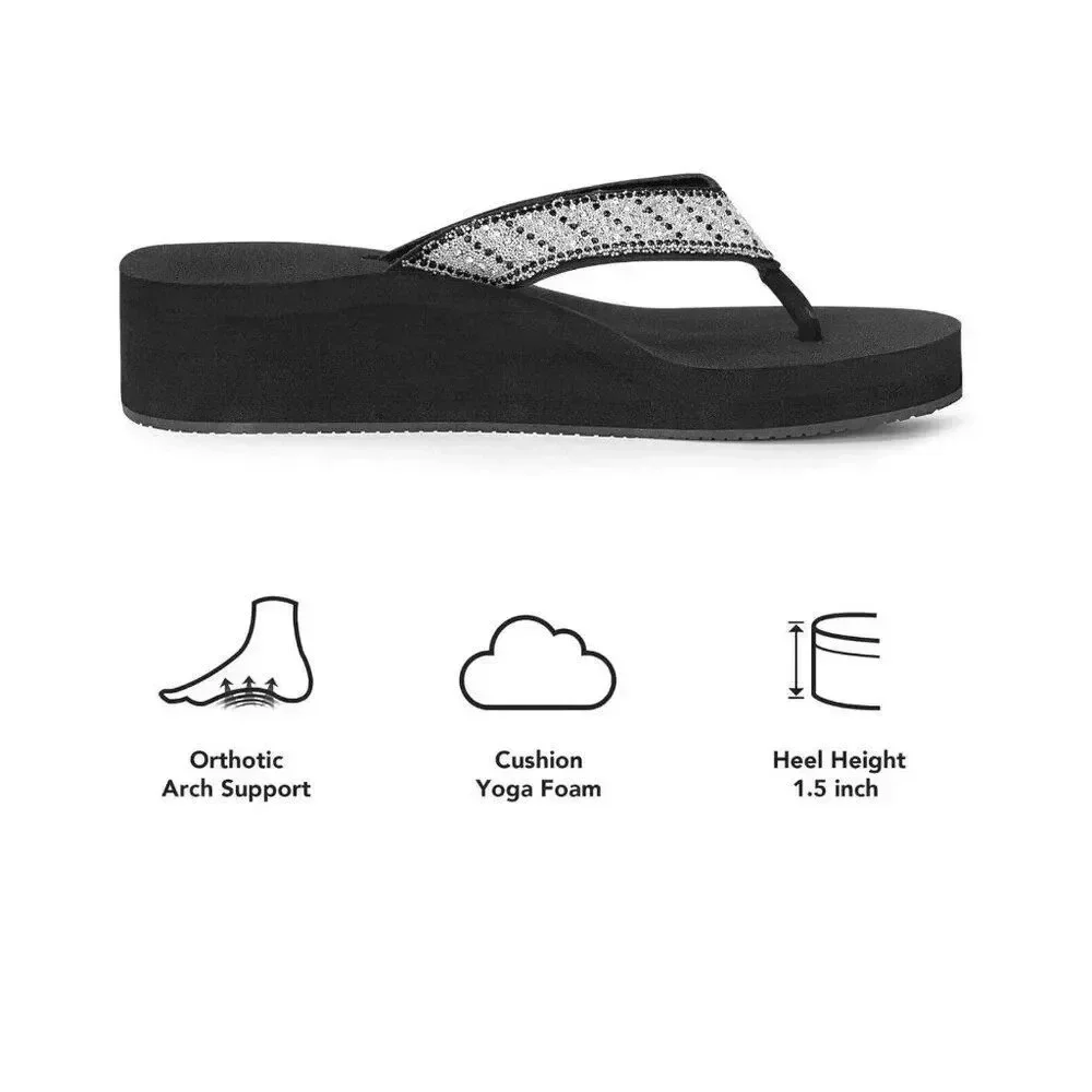 Womens Braid Comfortable Arch Support Flip Flops Soft Cushion Sandals - Size 9
